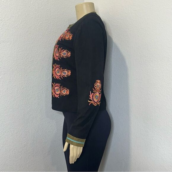 Double D Ranch Ladies Sz Small Western Floral Embroidered Suede Leather Jacket - Picture 4 of 7